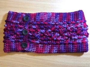 Cabled Tunisian Cowl with buttons